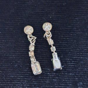 Silver Tone Crystal Earrings